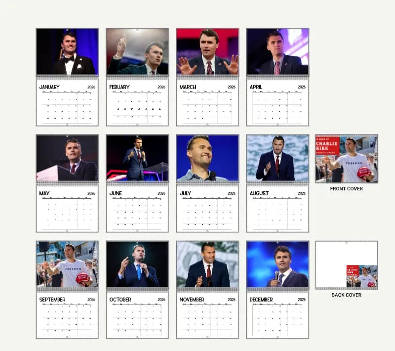 💥2026 Charlie Kirk Calendar & 🙏RIP Charlie Kirk🙏