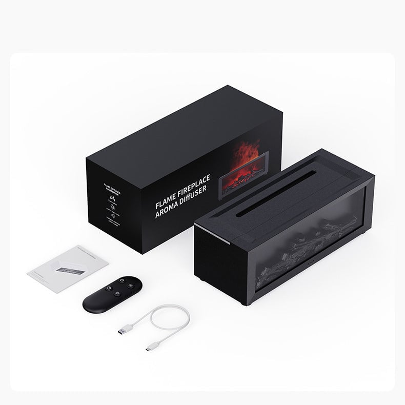 🔥🔥Flame Fireplace Aroma Diffuser Humidifier Night Light Aromatherapy Timer Gift Atmosphere