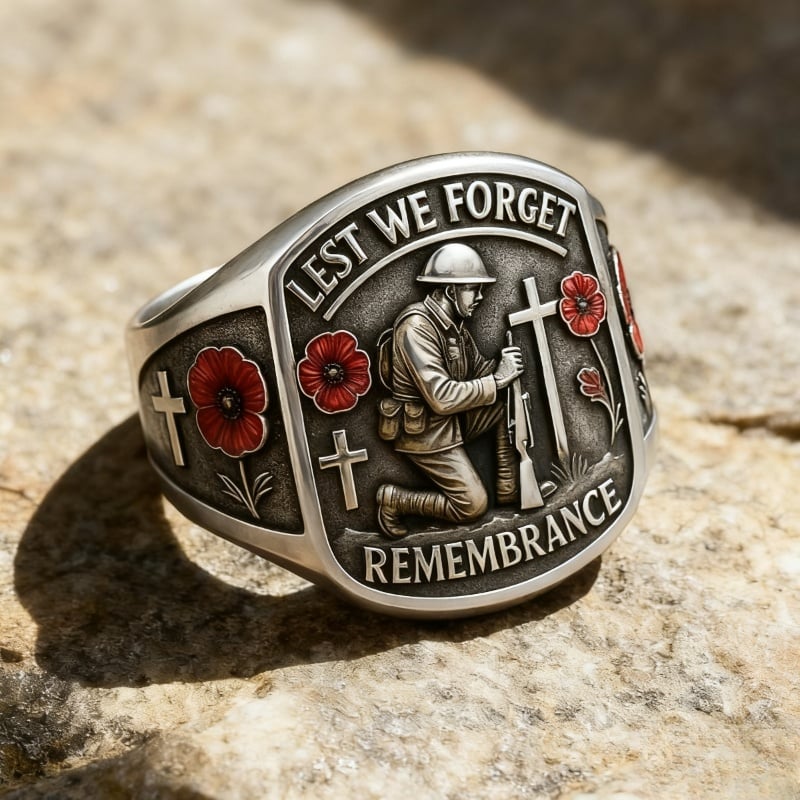 🔥LAST DAY 50% OFF - 🌹Fallen Heroes Remembrance Ring ✝️ In Memory of the Brave