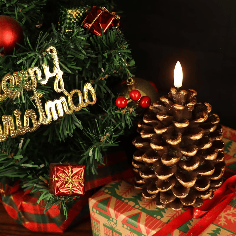 ✨Flameless Pinecone Candles Battery Operated with 6 Hour Timer