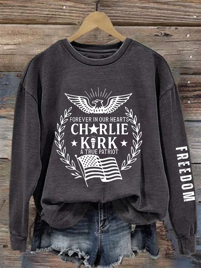 Women's Forever In Our Hearts A True Patriot Print Sweatshirt