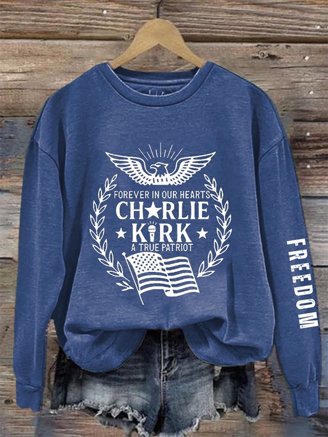 Women's Forever In Our Hearts A True Patriot Print Sweatshirt