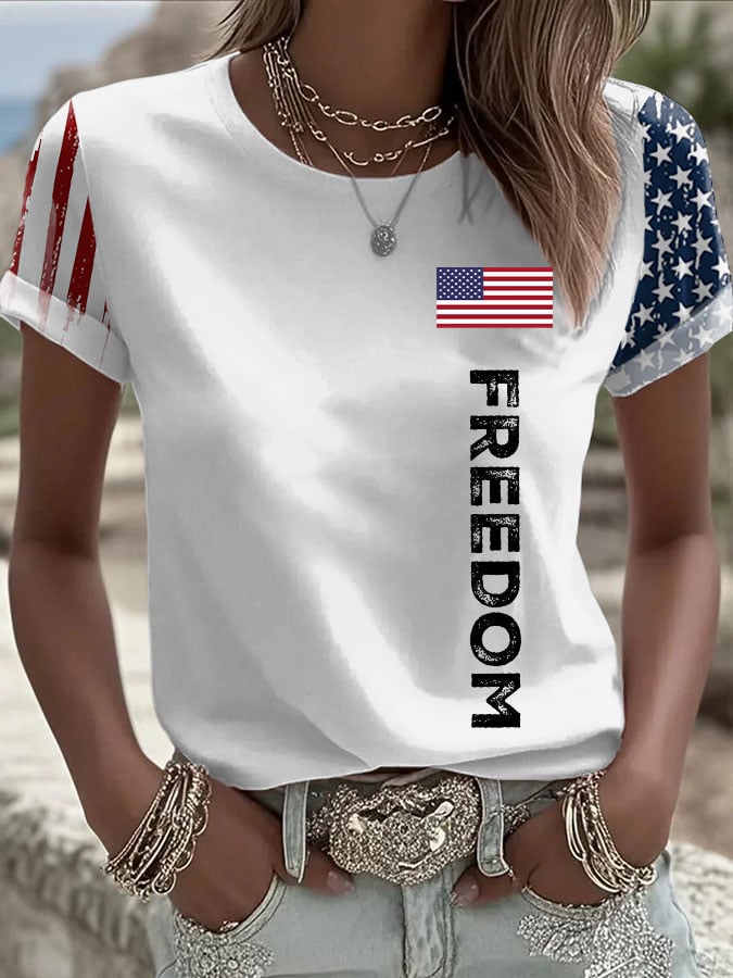 Women's Commemorative Leader FREEDOM Print Crew Neck T-Shirt
