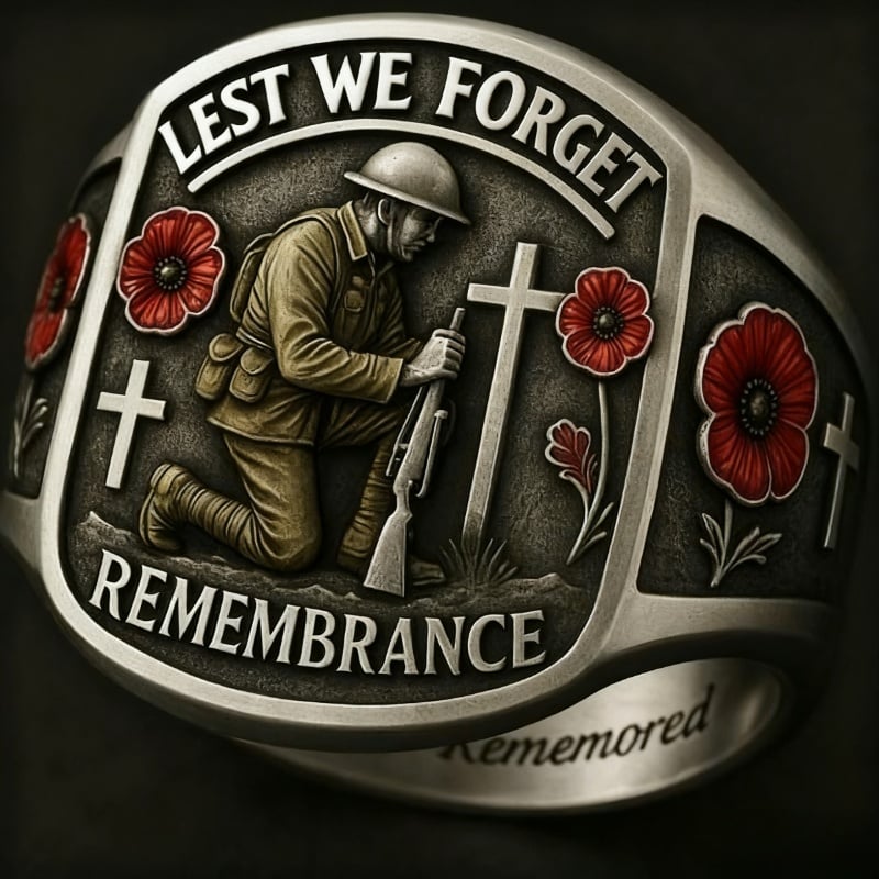 🔥LAST DAY 50% OFF - 🌹Fallen Heroes Remembrance Ring ✝️ In Memory of the Brave