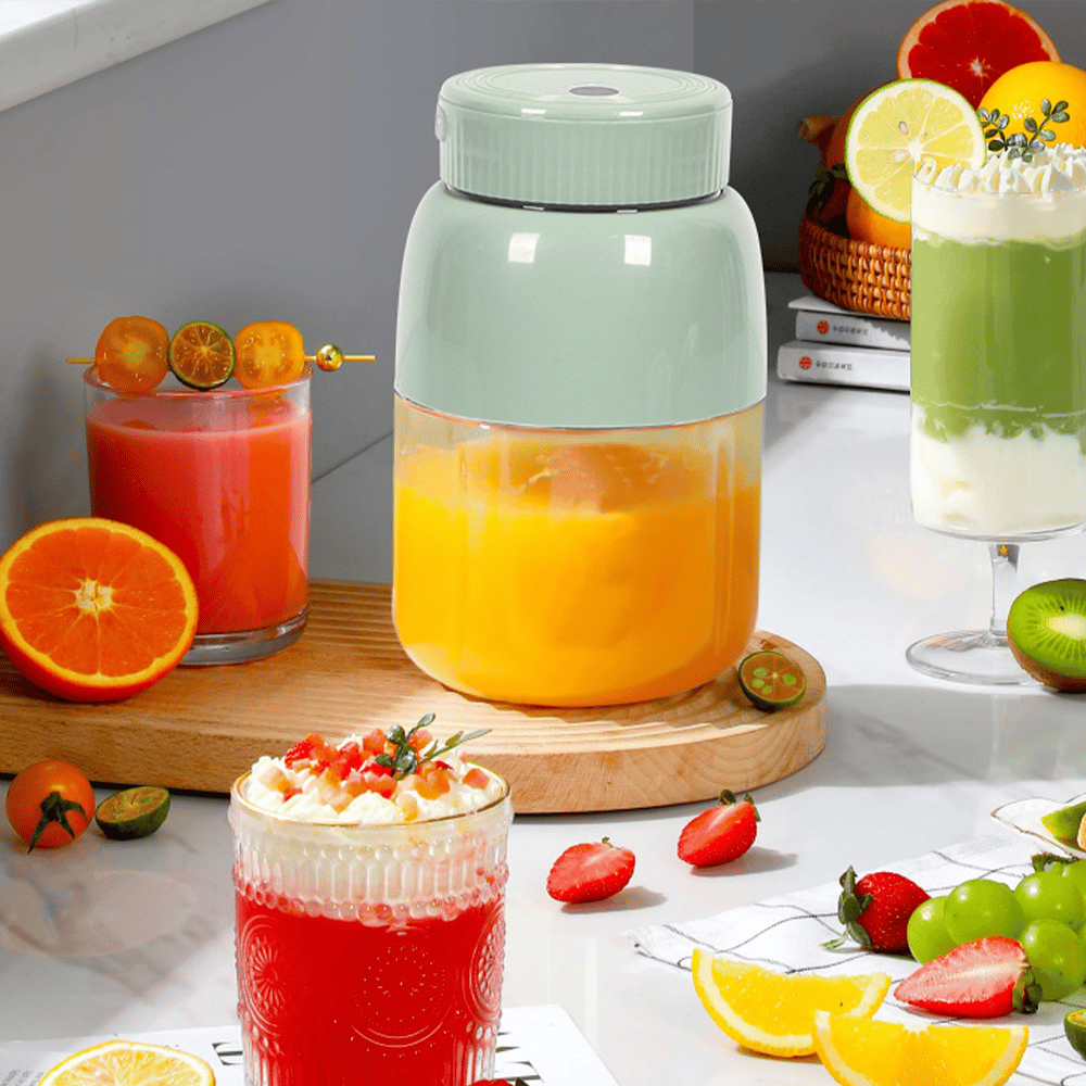 BPA-Free Electric Citrus Juicer 17 oz, Straw, Two Lids, Portable Blender for Smoothies, Shakes, Food Prep & Frozen Blending - Outdoorfun