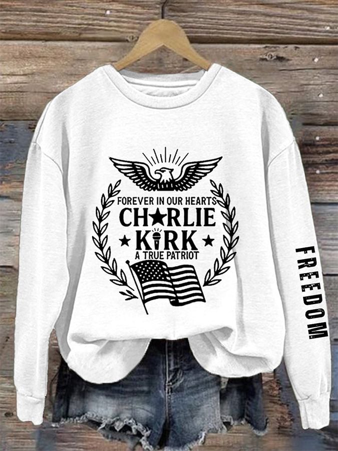 Women's Forever In Our Hearts A True Patriot Print Sweatshirt