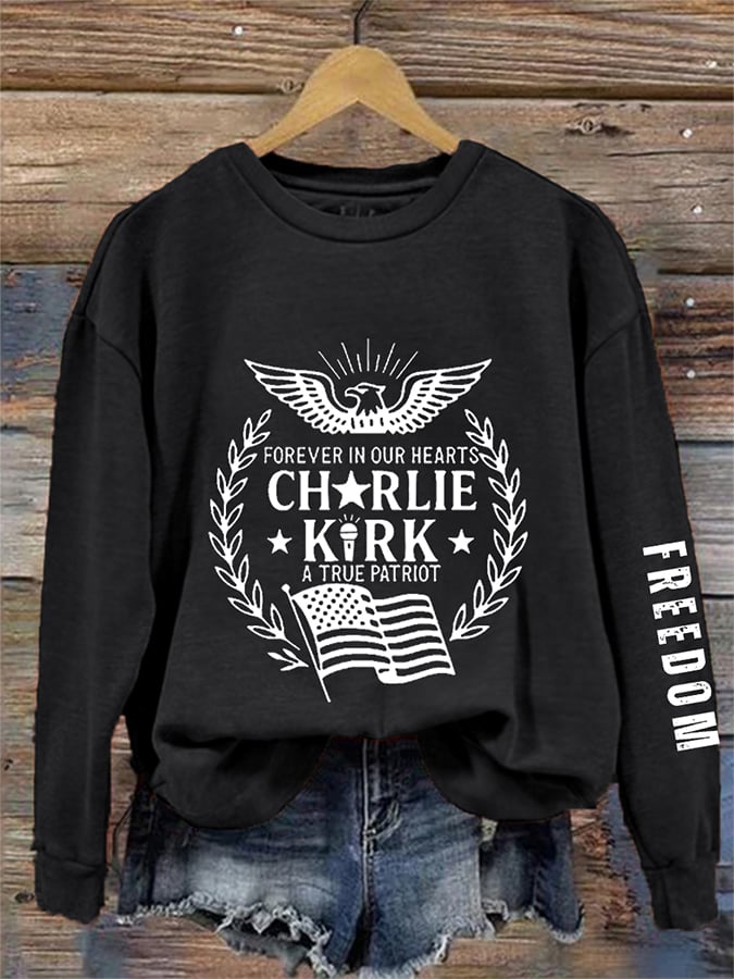 Women's Forever In Our Hearts A True Patriot Print Sweatshirt