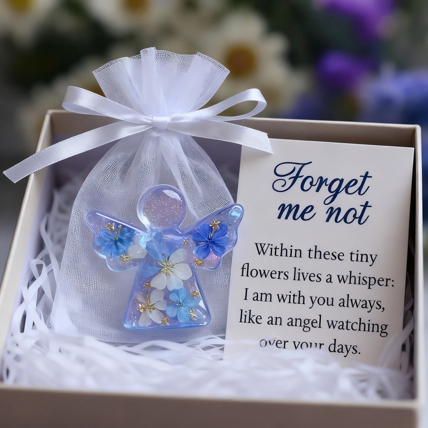 🔥LAST DAY 50% OFF - 🪽Forget Me Not Dried Flower Angel Keepsake - Timeless Gift for Remembrance, Comfort & Hope