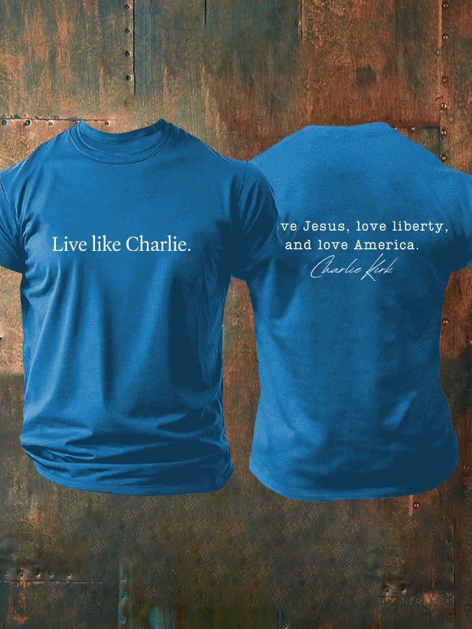 Men's Retro Live Like I Love Jesus, Love Liberty, And Love America Print T-Shirt