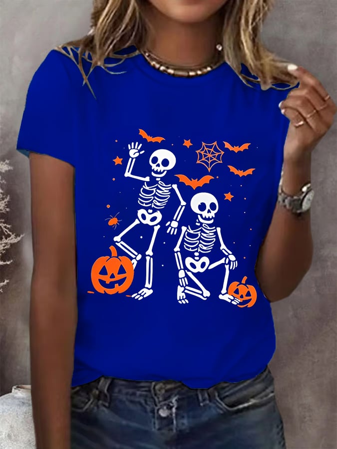 Women's Subtle skeletons FDT Printed T-shirt for Halloween