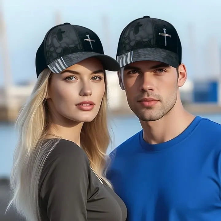 ✝️Adjustable Flexfit Jesus 3 Nail Cross Hat🎁With Free 4" Decal - BUY 3 FREE SHIPPING