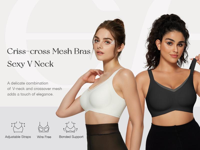 🏆Flash Sale⚡ 50K+ SOLD! Almost Gone-💥🎉Women Wireless V-Neck Mesh Bralette,Best Gifts