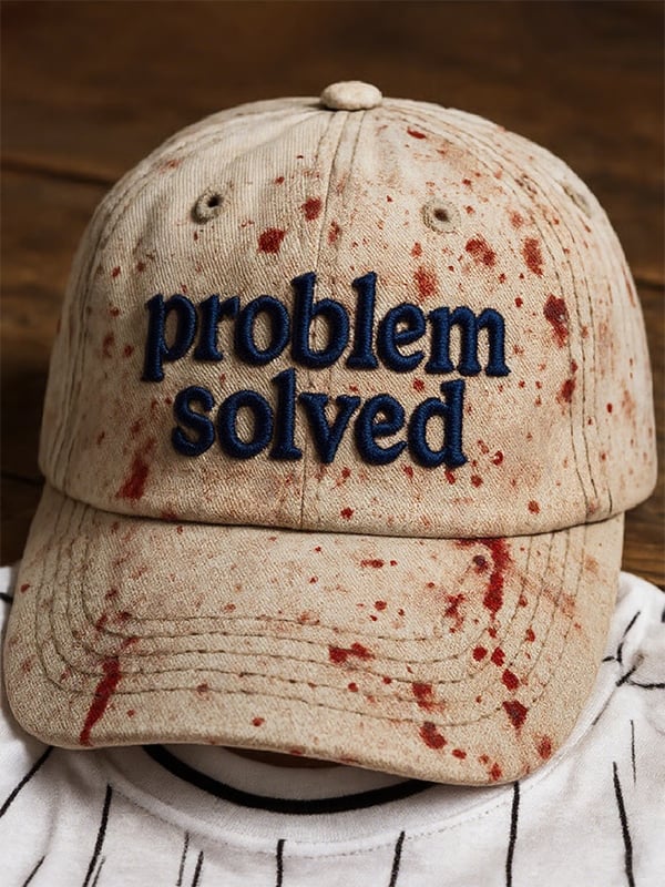 Men's Vintage Halloween Problem Solver Print Washed Baseball Cap