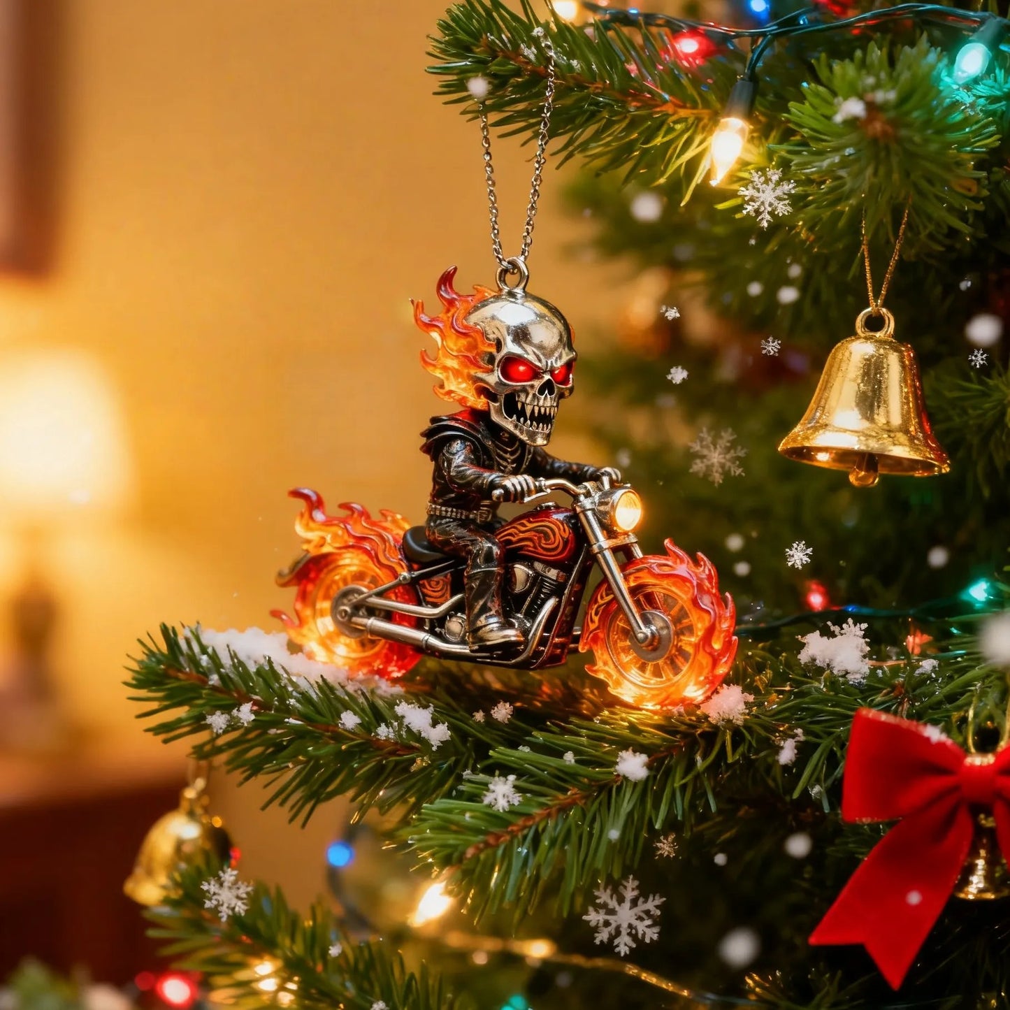 🔥LAST DAY 50% OFF💀🏍️Blazing Skull Biker Ornament