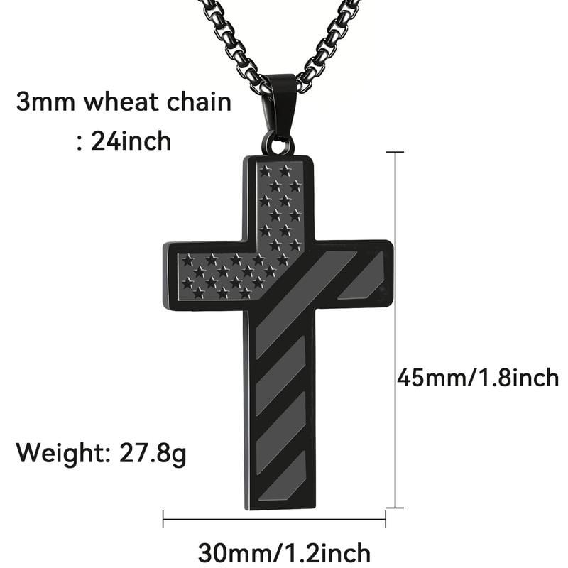 ✨Cross Necklace w/ Bible Verse & American Flag