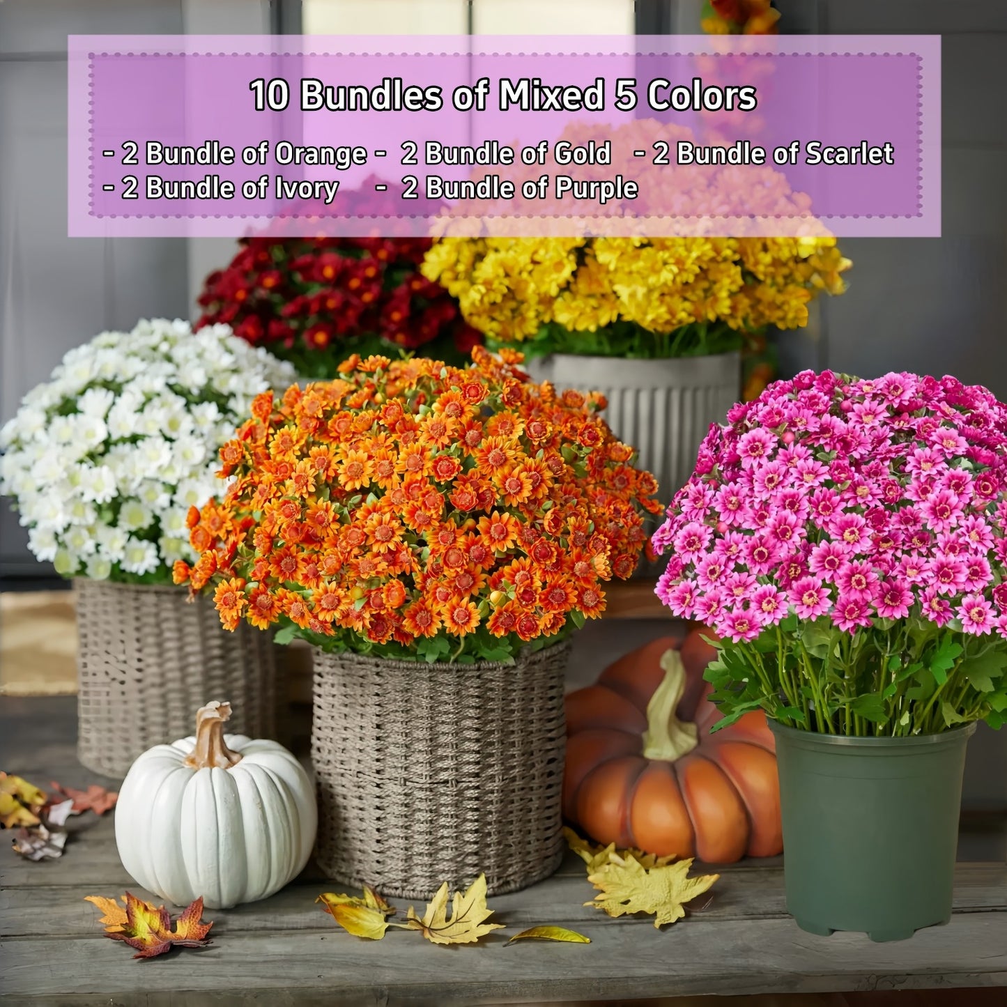 💥ON SALE💥- Artificial Outdoor Sunset Mums Flowers - UV resistant, Waterproof, Windproof
