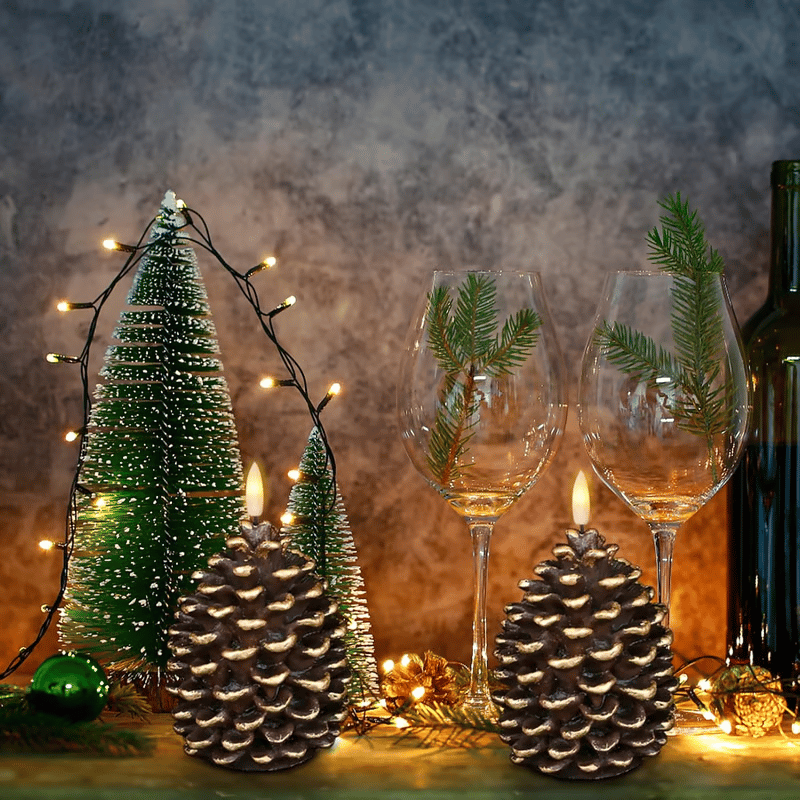 ✨Flameless Pinecone Candles Battery Operated with 6 Hour Timer