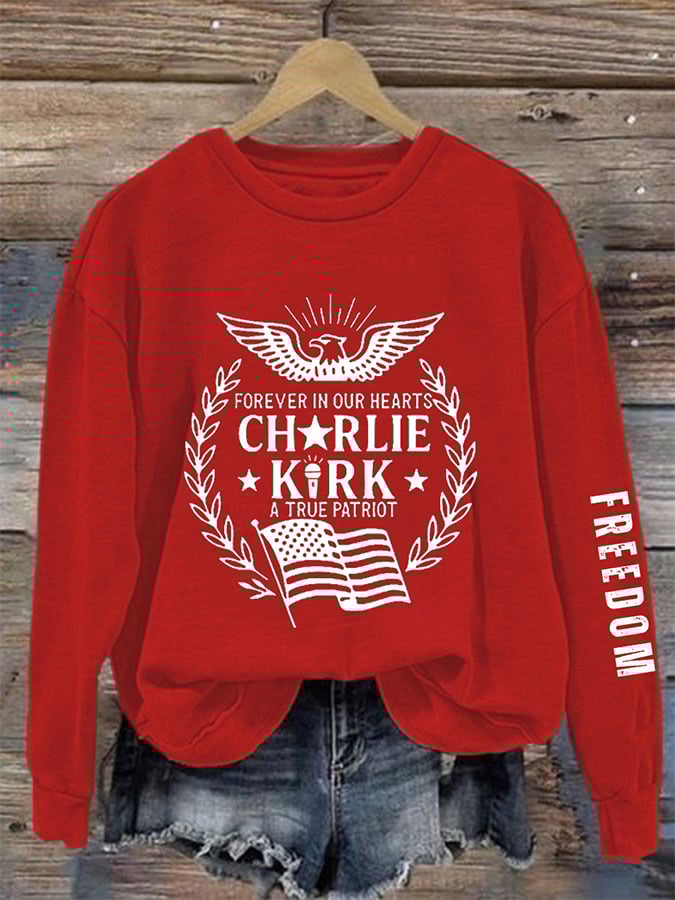 Women's Forever In Our Hearts A True Patriot Print Sweatshirt