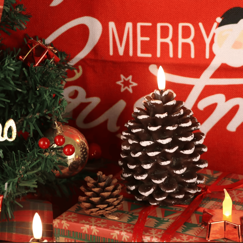 ✨Flameless Pinecone Candles Battery Operated with 6 Hour Timer