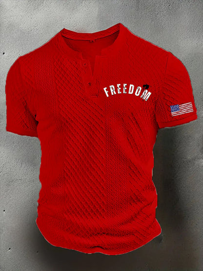 Men's Freedom American Flag Print Casual Jacquard Fabric Button Design Sweatshirt