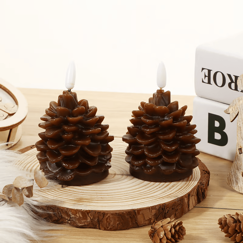 ✨Flameless Pinecone Candles Battery Operated with 6 Hour Timer