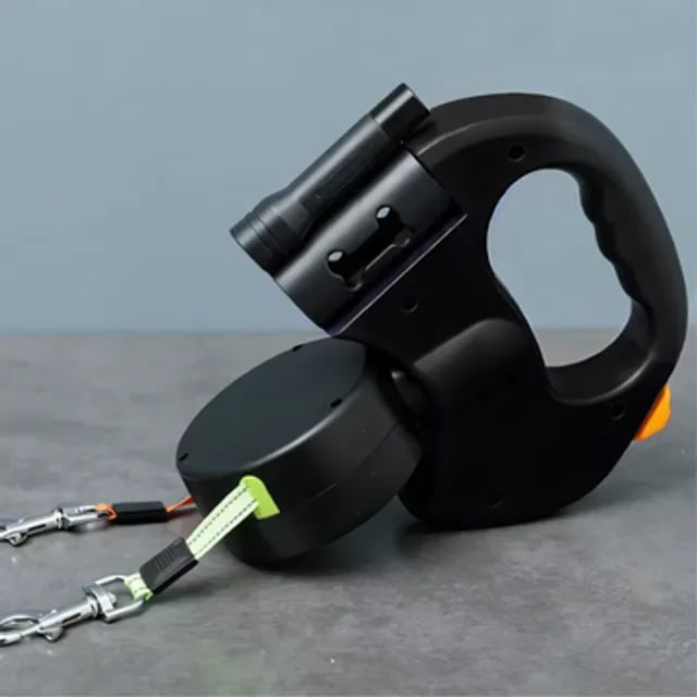 Dual Dog Leash with Tangle-Free Swivel & LED Light