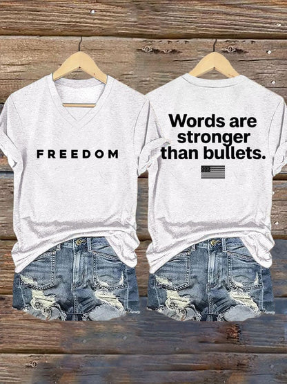 Women's Freedom Print Casual T-Shirt