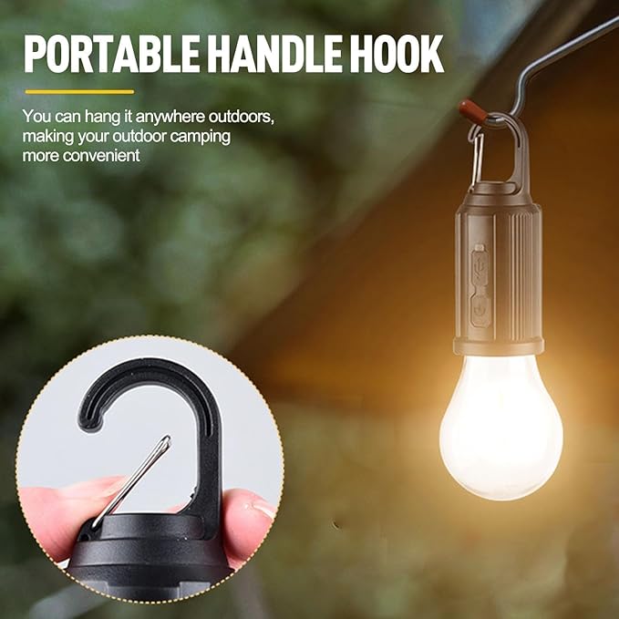 Solar Tent Lights USB Rechargeable Led Camping Lantern ,Outdoor Hanging Light Bulbs with Clip Hook for Camping, Christmas, Decorations, Emergency,Flashlight