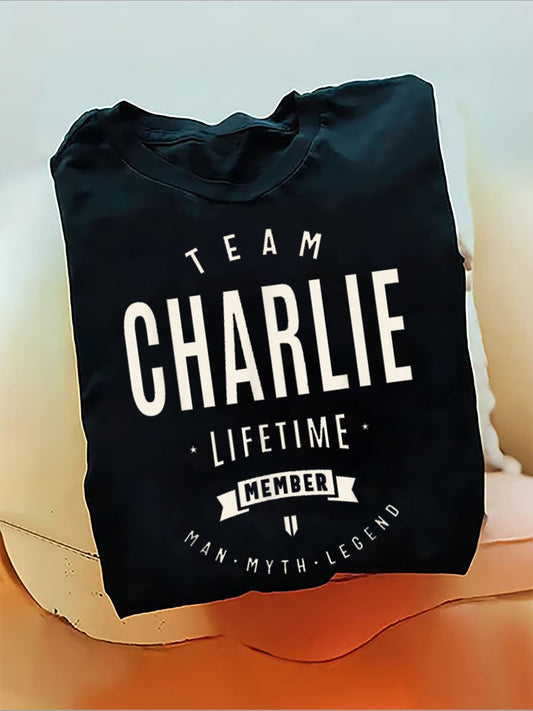 Team Charlie Lifetime Member  T-Shirt (100% Cotton)