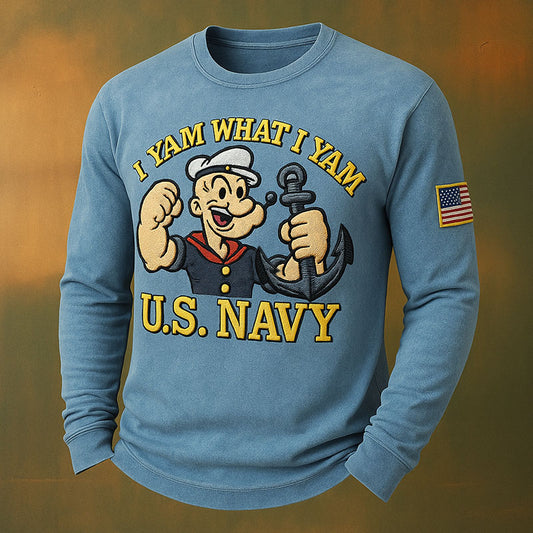 Navy Print Long Sleeve T-Shirt