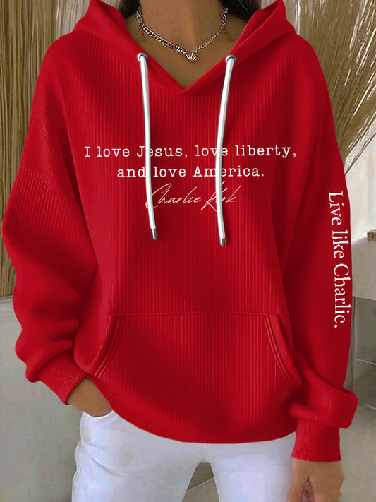 Retro Live Like I Love Jesus, Love Liberty, And Love America Point Print Hoodie