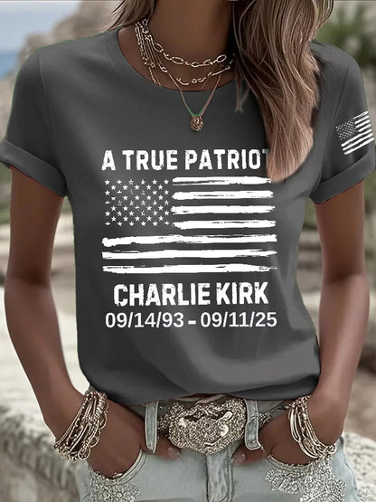 Women's Retro A True Patriot Print T-Shirt