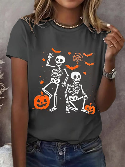Women's Subtle skeletons FDT Printed T-shirt for Halloween