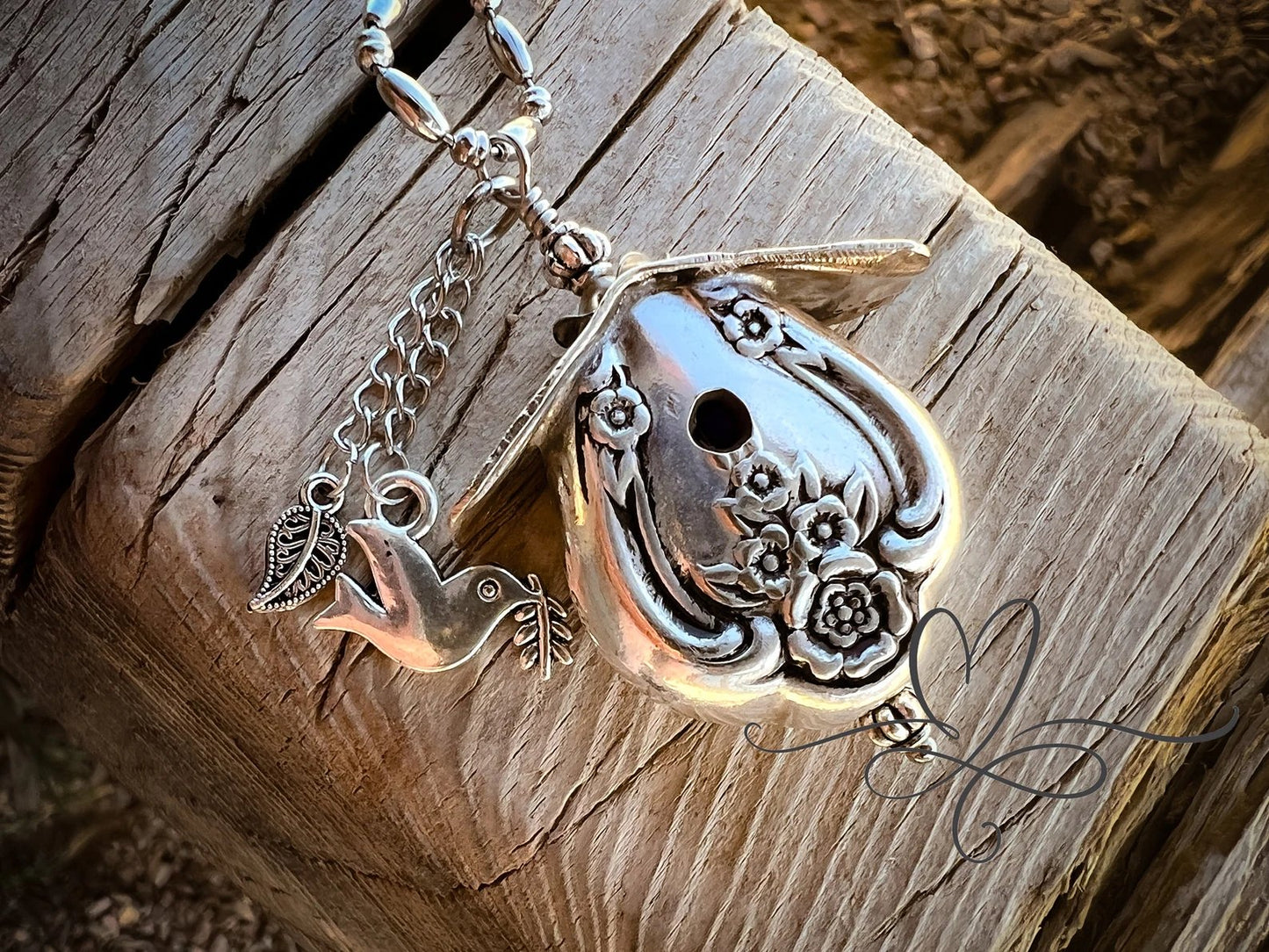 Only 2 left - Birdhouse Necklace • The 1951 "Magnolia" Silverware Birdhouse