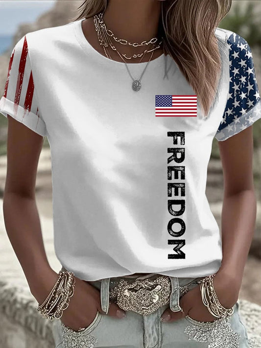 Women's Commemorative Leader FREEDOM Print Crew Neck T-Shirt
