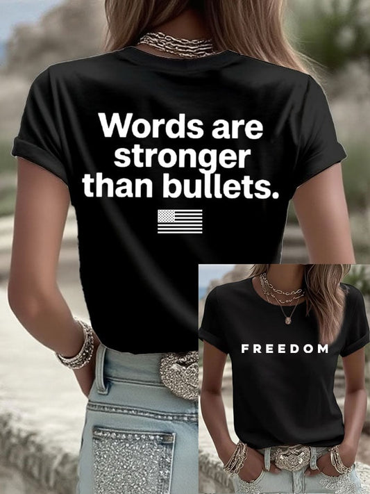 Women's Freedom Print Casual T-Shirt