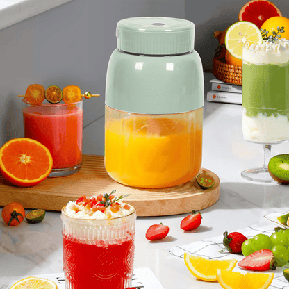 BPA-Free Electric Citrus Juicer 17 oz, Straw, Two Lids, Portable Blender for Smoothies, Shakes, Food Prep & Frozen Blending - Outdoorfun