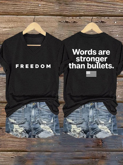 Women's Freedom Print Casual T-Shirt