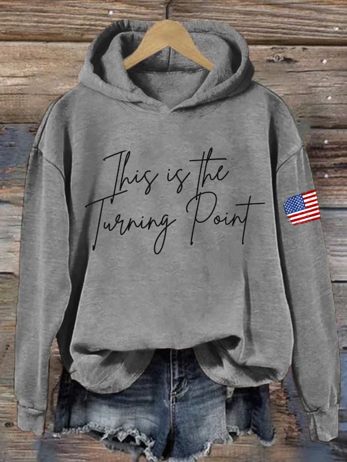 Retro This Is The Turning Point Print Hoodie