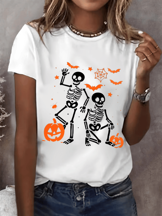 Women's Subtle skeletons FDT Printed T-shirt for Halloween