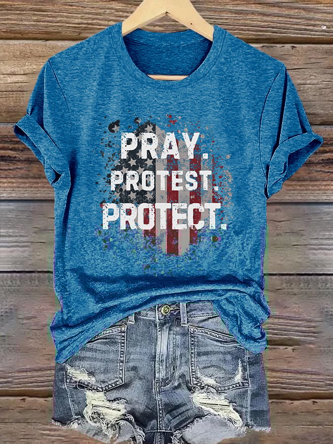 Women's  Pray Protest Protect  Print Shirt