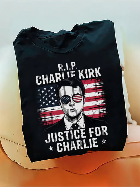 Justice For American  Charlie Kirk T-Shirt (100% Cotton)