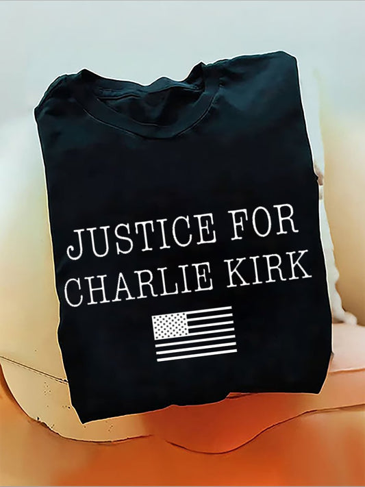 Justice For American Charlie Kirk T-Shirt (100% Cotton)