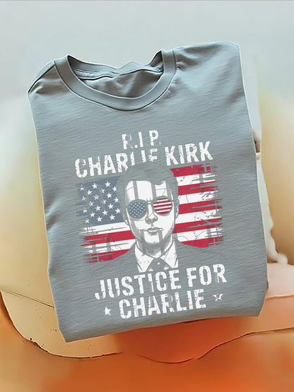 Justice For American  Charlie Kirk T-Shirt (100% Cotton)