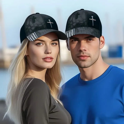 ✝️Adjustable Flexfit Jesus 3 Nail Cross Hat🎁With Free 4" Decal - BUY 3 FREE SHIPPING