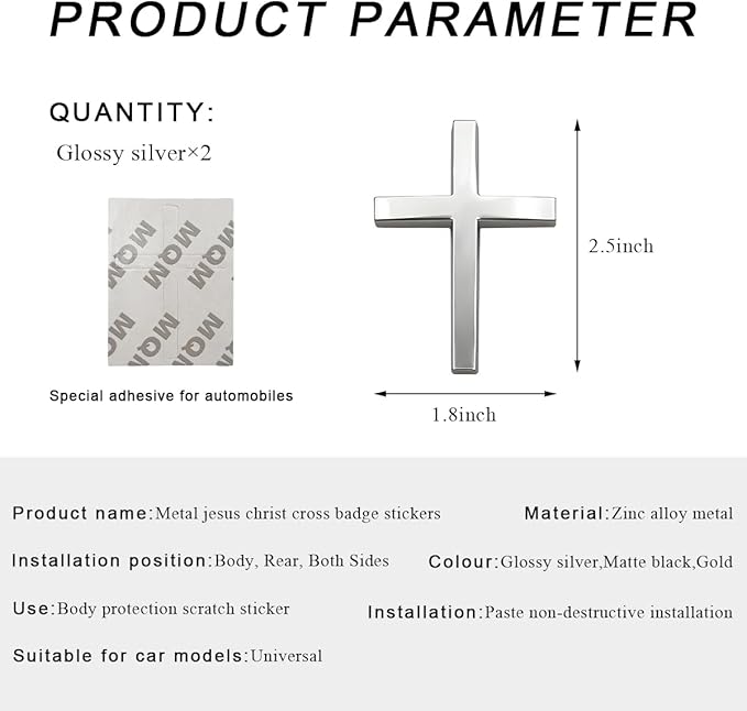 ✝️ Metal Jesus Christ Cross Badge Stickers ✞ Add 2 pairs to cart → Pay for only 1 pair!
