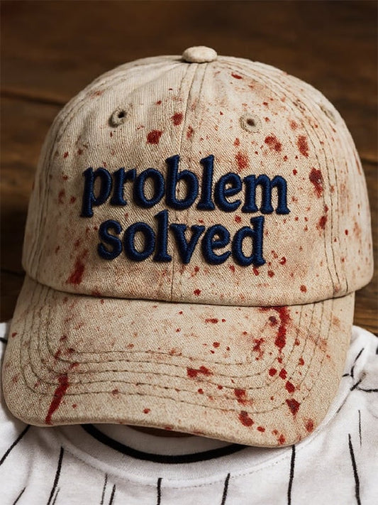 Men's Vintage Halloween Problem Solver Print Washed Baseball Cap