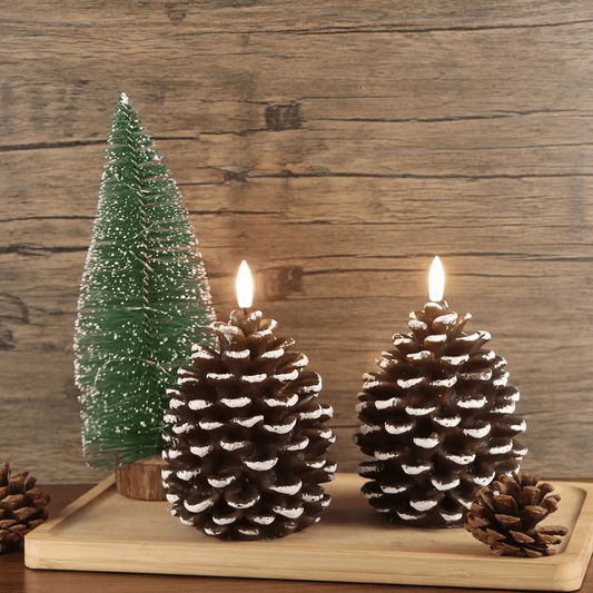 ✨Flameless Pinecone Candles Battery Operated with 6 Hour Timer