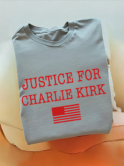 Justice For American Charlie Kirk T-Shirt (100% Cotton)