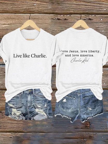 Retro Live Like I Love Jesus, Love Liberty, And Love America Print T-Shirt